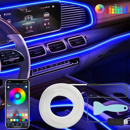 Luces Led Coche, 5m Iluminación Interior，Bluetooth App, 5v, para la Atmósfera del Automóvil Impermeable, Luz Ambiental para Todos Los Modelos
