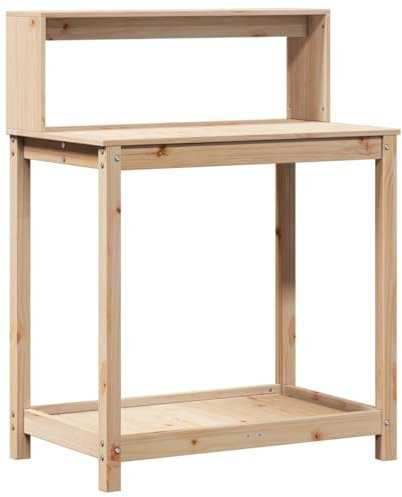 vidaXL Table de Rempotage et Étagères, Table de Plantation avec Rangement, Banc de Rempotage, Table à Plantes Jardin, Bois Massif Pin