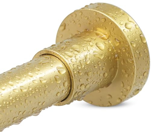 YNL Gold Shower Curtain Rod 32-80 Inch(2.7-6.6ft), Non Slip, Never Rust, No Drill Stainless Steel Spring Tension Shower Rod, Adjustable Tension Rod for Bathroom