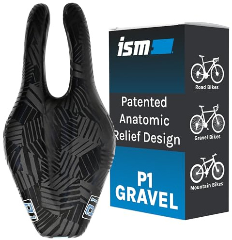 ISM P1 Gravel Bike Seat - Professionally Designed Noseless Bicycle Seat with Tapered-Edge Molding & Unique Air-Vent Chassis - Performance Gravel Bike Saddle for Reduced Numbness