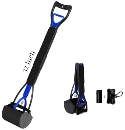 Ceasyde Large Dogs Pooper Scooper, 32 inch Long Handle Walking Poo Remover Grabber Picker for Clean Up Medium and Large Dogs Animal Waste or Garden Garbage, No Need To Stoop