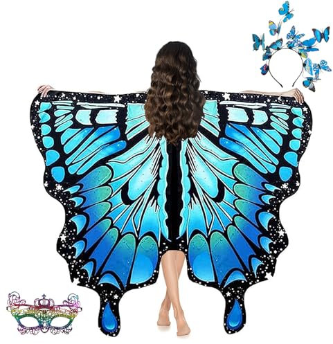 Taechalingo Schmetterling Kostüm Damen,Schmetterling Kostüm Erwachsene,Schmetterling Umhang Damen,Verkleidung Schmetterling Damen,Karneval Kostüm Damen,Faschingskostüme Damen