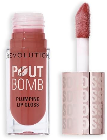 Revolution Beauty Pout Bomb Plumping Lip Gloss, Hochglanz für glänzende, vollere & pralle Lippen mit Hyaluronsäure & Peptiden, vegan & tierversuchsfrei, Warm Peach Orange