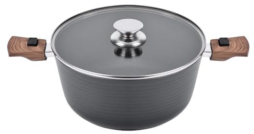 Durandal Faitout antiadhésif 28cm Légende avec couvercle en verre inclus et poignées amovibles - Faitout 6,3L