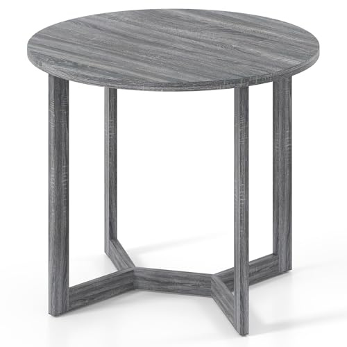 Giantex 36 Round Dining Table for 4, Kitchen Table with Wing-Shaped Base, Wood Grain Tabletop, 220Lbs Capacity, Coffee Tables for Dinette, Dinner, Dining Room, Living Room, Restaurant (Grey)
