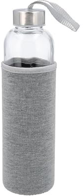 Genérico Garrafa de Vidro Botella de Vidrio (altura 22,5 cm, diámetro de 6,5 cm, 0,6 L), transparente (cinza)