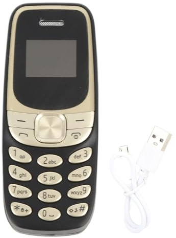 lvifloae Il più piccolo telefono cellulare Bluetooth con dialer Dual SIM Card GSM 2G sbloccato Mini telefono cellulare con vivavoce Bluetooth per bambini e studenti Materiale ABS (Black Gold)