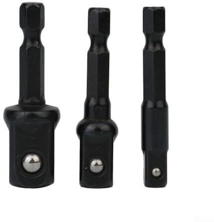 Set di 3 adattatori per trapano elettrico, estensione con gambo esagonale da 1/4 3/8 1/2 pollici, punte driver in acciaio al cromo vanadio, cambio rapido, strumento professionale resistente