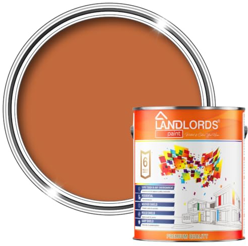 Landlords Matt Emulsion Paint for Walls & Ceilings - Terracotta - 1 Litre - Ideal for Kitchens, Bathroom, Living Rooms, Hallways - Washable Paint with Excellent Coverage - Quick Dry