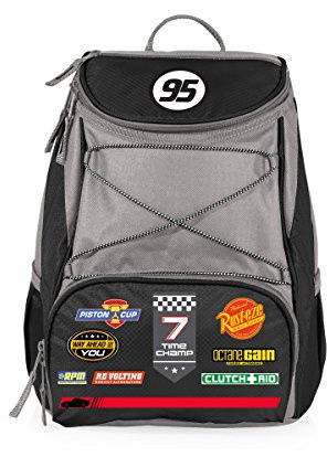 PICNIC TIME Disney Pixar Cars Lightning McQueen PTX Backpack Cooler, Soft Cooler Backpack, Insulated Lunch Bag, (Black with Gray Accents)