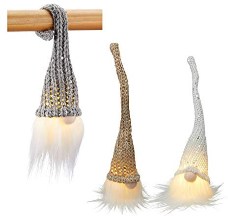 LED Weihnachts Wichtel - 3er Set - Weihnachtsdekoration beleuchtet zum Hängen