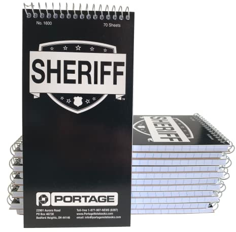 Portage Public Safety Police Notebook – Top Bound Spiral Notebook, Writing Pad for Interviews, Accidents & Incident Reports, Field Notes Book for Police – 4 x 8 Inches, 70 Sheets, 12 Pack