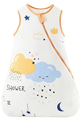 E-RIDES Baby Schlafsack ohne Ärmel 1.5 Tog Winter Schlafsack Weich Ganzjahres Schlafsack aus Baumwolle Reißverschluss für Neugeborene Junge Mädchen, Schlafstrampler für Säugling (Wolke,Medium)