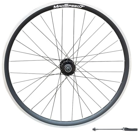 Madspeed7 QR 29 29er (ETRTO 622x19) MTB Mountain Bike FRONT Wheel - Disc & Rim Brake Compatible - Sealed Bearings Hub 9x100mm QR - Double Wall - 32x Black Spokes