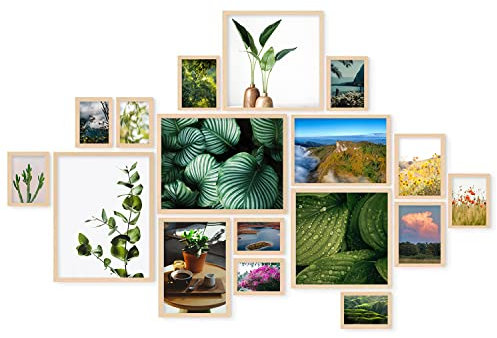 edihome, Marcos de Fotos Multiples, 17 Fotos, Blanco, Negro o Marron, Madera MDF, Lamina Acrilica, Galeria de Imagenes, Decoracion Hogar (Marron)