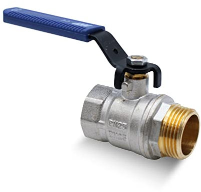 DOJA Barcelona | Palanca Valvula Bola | Azul | 1 | M - H | Palanca Llave Paso Fontaneria de Acero al Carbonio | Valvula de Palanca para Bombas de Agua, Tanques, Grifo Exterior, Conexiones de Agua