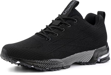 Hitmars Mens Trainers Ladies Running Shoes Mens Trail Running Gym Outdoor Sports Shoes Lightweight Fashion Sneakers Black N1 Size 9UK=44EU