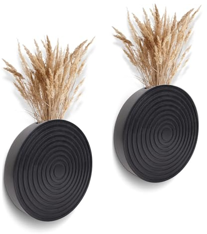 Set of 2 Wall Planter for Indoor Plants, Boho Wall Decor for Living Room, Bathroom,Hanging Planter for Artificial Flower Plants(Black)