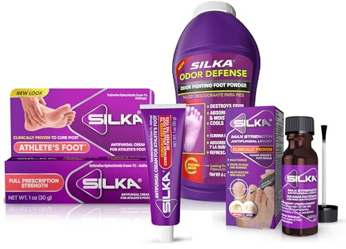 Silka Emergency Foot Care Kit, Max Strength Antifungal Liquid, Odor-Fighting Foot Powder, Antifungal Cream for Athletes Foot, Jock Itch, and Ringworm, Complete Solution for Healthy Feet