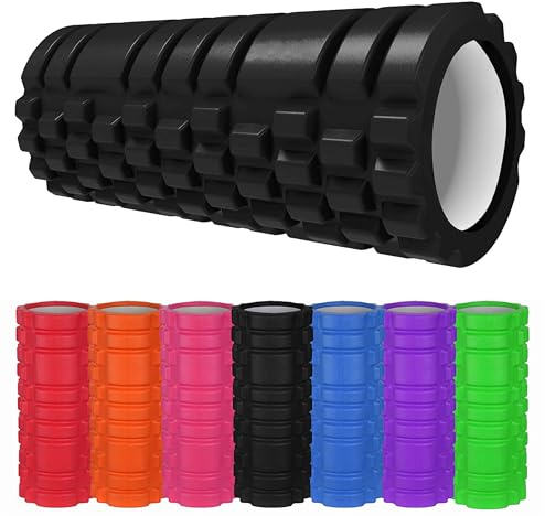 Foam Roller Deep Tissue Massage Trigger Point Muscles Therapy Physio Yoga Roll Muscle Massager Back Exercise Home Gym Fitness Legs, Calf, Pilates, Runners (Black)