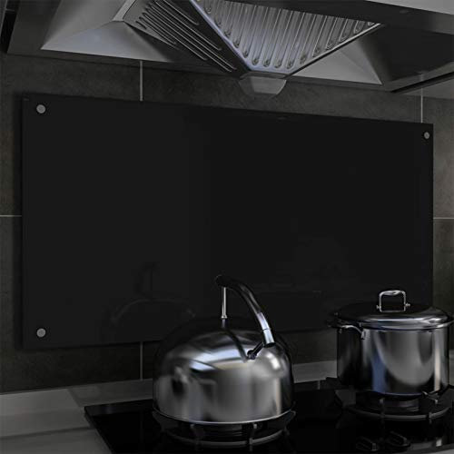 Sufrk Protección Salpicaduras Cocina Vidrio Templado Negro 100x50 cm Cubre VitroceráMica Cristal Templado Antisalpicaduras Cocina