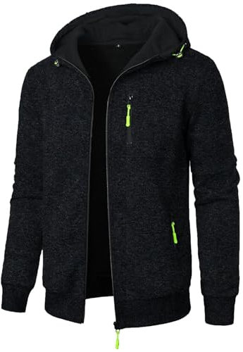 LUNULE Kapuzenjacke Herren Activewear Für Einfarbig Langarm Sweatjacke Mit Reißverschluss Casual Sweatshirt Jacke Zip Up Hoodies (Schwarz,3XL)
