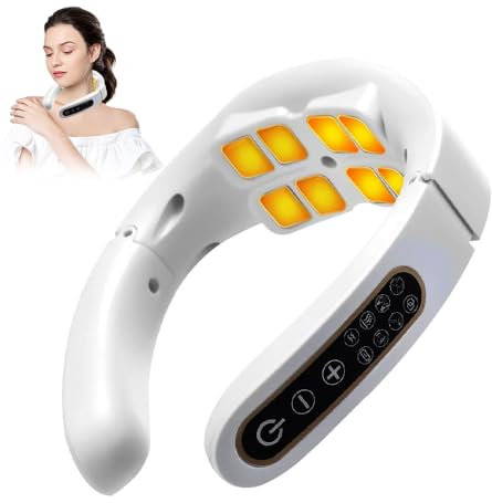 Nackenmassagegerät mit Wärme, 8 Kopfmassagegerät Nacken, 6 Modi, 15 Intensitätsstufen, Kabelloses Wiederaufladbares Kabelloses Tragbares Shiatsu-Nackenmassagegerät für Zuhause, Büro, Reisen