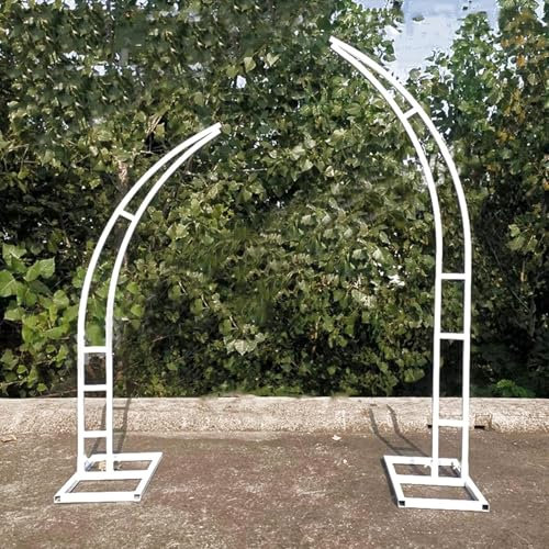 UIHECTA Metal Wedding Arch Stand, Set of 2 Curved Arch Backdrop Stand, Photography Backdrop Stand, Curved Flower Balloon Frame Arch, Half Moon Balloon Arch, for Ceremony and Party,White,1.5m+1.8m