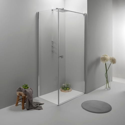 Box Doccia Angolare 70x90 cm - Cabina Doccia con Porta Battente, Vetro Temperato 6mm, Profilo Cromato e Chiusura Magnetica - Regolabile e Facile da Installare