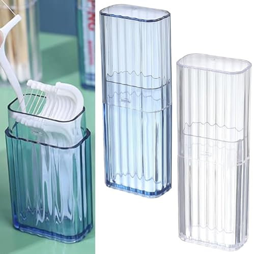 DILUSILK Cotton Bud Holder, 2 Pcs Portable Travel Cotton Bud Holder with Dustproof Lid,for Cotton Swabs, Dental Floss, Toothpicks and Cosmetics,for Storage, Travel, Outdoor and Individual Daily Use