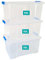 Klass Home Collection 3 x 50 Litre Storage Boxes with Lids Set of 3, Clip-Lock Lid, Sturdy 50L Clear Stackable Plastic Storage Box With Lid Containers For Home, Kitchen, Moving, Garage & Office