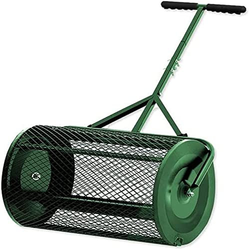 QLSABIA Esparcidores de césped y jardín, esparcidor de abono de 24 Pulgadas, esparcidor de turba con Mango en Forma de T Mejorado para Plantar, sembrar, Duradero, liviano, Verde