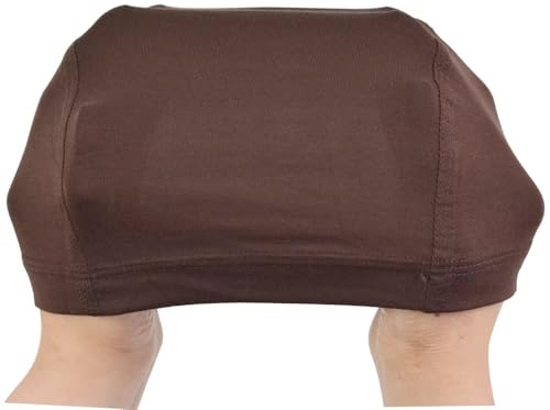 Chemo Headwear Bamboo Wig Scalp Liner Scarf Soft Turban Cap Lightweight Alopecia Bandana Head Cover Beanie (Brown Wig Skull Cap)