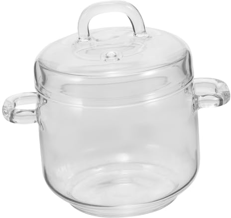 ABOOFAN Olla de Vidrio para Cocinar Resistente al Calor con Doble Asa Cazuela para Estofado y Sopa Recipiente Compacto para Cocción Lenta y Uso Doméstico