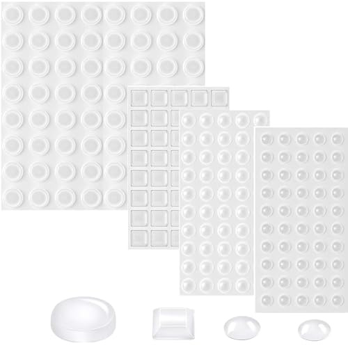Uni-Fine 204 Elastic Bumpers, Transparent, 4 Sizes, Protective Bumpers, Furniture Bumpers, Rubber Bumpers, Self-Adhesive, Door Dampers, Door Buffer for Doors, Cabinet Doors, and Furniture