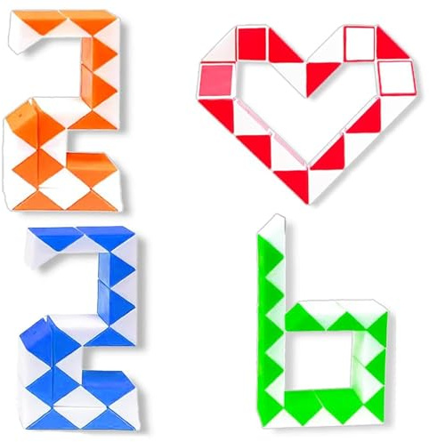 BAUCH 4Pz Mini Cubo di Serpente Giocattolo,Gadget Compleanno Bambini, 24 Blocchi Giocattolo Twist Cubo Puzzle,Regali adatti ai bambini