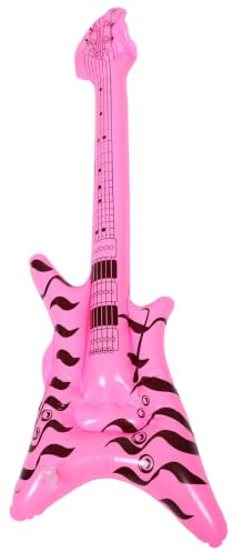 STOBAZA Guitarra de rock inflable, juguete para fiestas de los años 80/90, guitarra inflable para carnaval, accesorios de fotos para cumpleaños y juguetes infantiles, color rosa, 60 cm