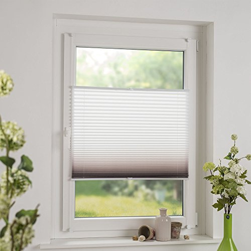 Gardinia Easyfix-Plissee Ombre Farbverlaufplissee Sonnenschutz lichtdurchlässig/ 60 x 130 cm (Breite x Höhe) Taupe/Klemmträgermontage - Montage ohne Bohren