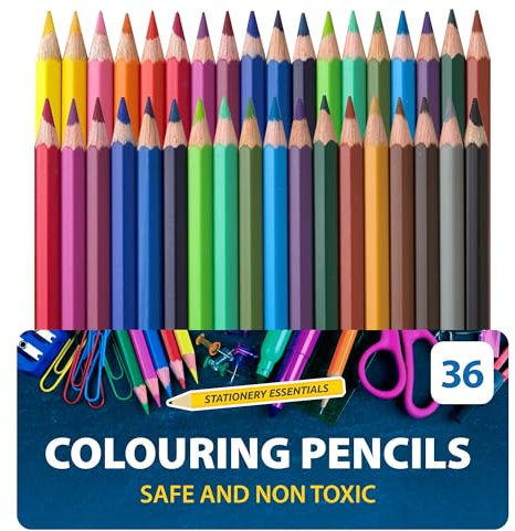 SOL 36 Colouring Pencils, Assorted Colouring Pencils for Children & Adults with a Wide Colour Range, Break-Resistant Artist Drawing Tools for Arts & Crafts, Rich Vibrant Hue that Blend Smoothly