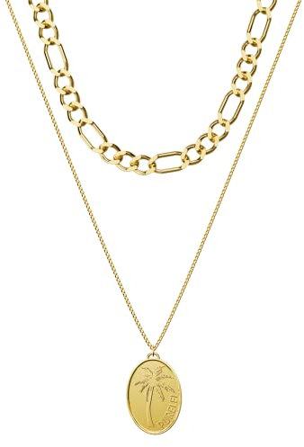 Purelei ® Aiani Ketten-Set (Gold, Silber, Rosegold), Damen Halsketten aus langlebigem Edelstahl, Wasserfester Schmuck mit Anhänger, 40-55 cm Länge verstellbar (Gold, vergoldet)