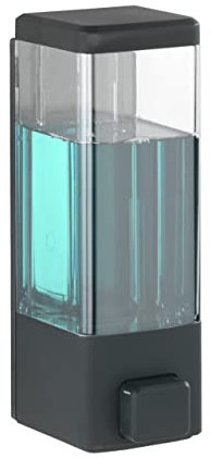 WENKO Istres Disinfectant, Soap Dispenser & Disinfectant Dispenser, 0.32 L Black, 6 x 18,5 x 7,5 cm