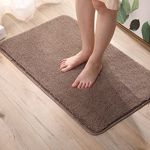 ZZDXL Badezimmerteppich Dunkelbraun Duschvorleger rutschfest Badematte Saugfähig Badvorleger Gross Badteppich Mikrofaser Badteppiche Maschinenwaschbar 40X60cm