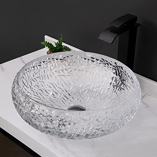 chicstyleme Cabinet Cloakroom Vanity Unit with Faucet Glass Basin Sink Tempered Glass Wash Basin for Bathroom Vanity Sink Countertop Basin Sink Vessel Sink Artistic Hotel Lavatory Bowl Basin