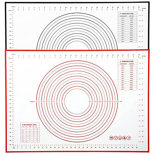 Silikonmatte Backen 2 Stück Silikon Teigmatte 70x50 Teigunterlage Ausrollmatte Silikonmatte Backmatte für Fondant Gebäck Pizza