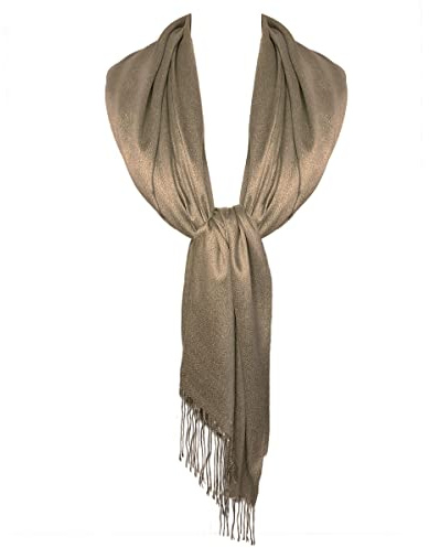 TOSKATOK Dames élégantes Paillettes étincelle soirée châle Pashmina Wrap étole avec Finition Gland-Taille Unique- Bronze