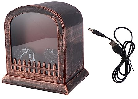 DOITOOL 1pc Creative Fireplace Lamp Decor Simulated Flame Effect Battery USB Powered Tabletop Light for Christmas Parties and Home Decoration Eye-catching Festive Ambience