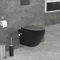 LuxeBath WC Sospeso Senza Bordo in Ceramica Nero con Funzione Bidet e Sedile Soft-Close in Duroplast Chiusura Ammortizzata Sciacquone Tornado Vaso Toilette Design Moderno con Rivestimento Nano
