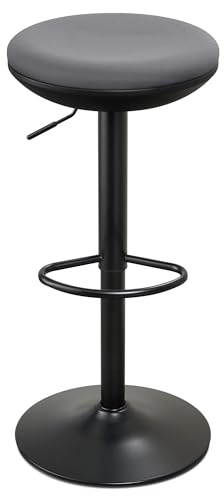 IWMH Tabouret Assis-Debout Ergonomique, Hauteur réglable, Siège de Bureau Rond Pivotant à 360° sans Dossier pour Cuisine, Salon (Gris)
