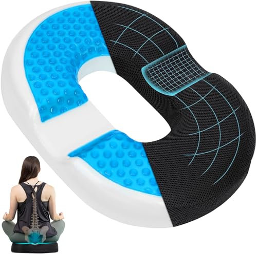 TYBYBB Cojín ortopédico de asiento de forma de memoria para silla de oficina, cojín ortopédico para el coxis, cojín de asiento para hemorroides, escaras, gel de espuma, cojín de donut