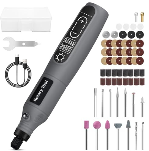 Mini Cordless Rotary Tool, 5-Speed 3.7V USB Rechargeable Rotary Tool Kit with 68 Accessories – Multi-Purpose Power Tool for Sanding, Polishing, Drilling, Engraving, DIY Crafts & Home Projects​